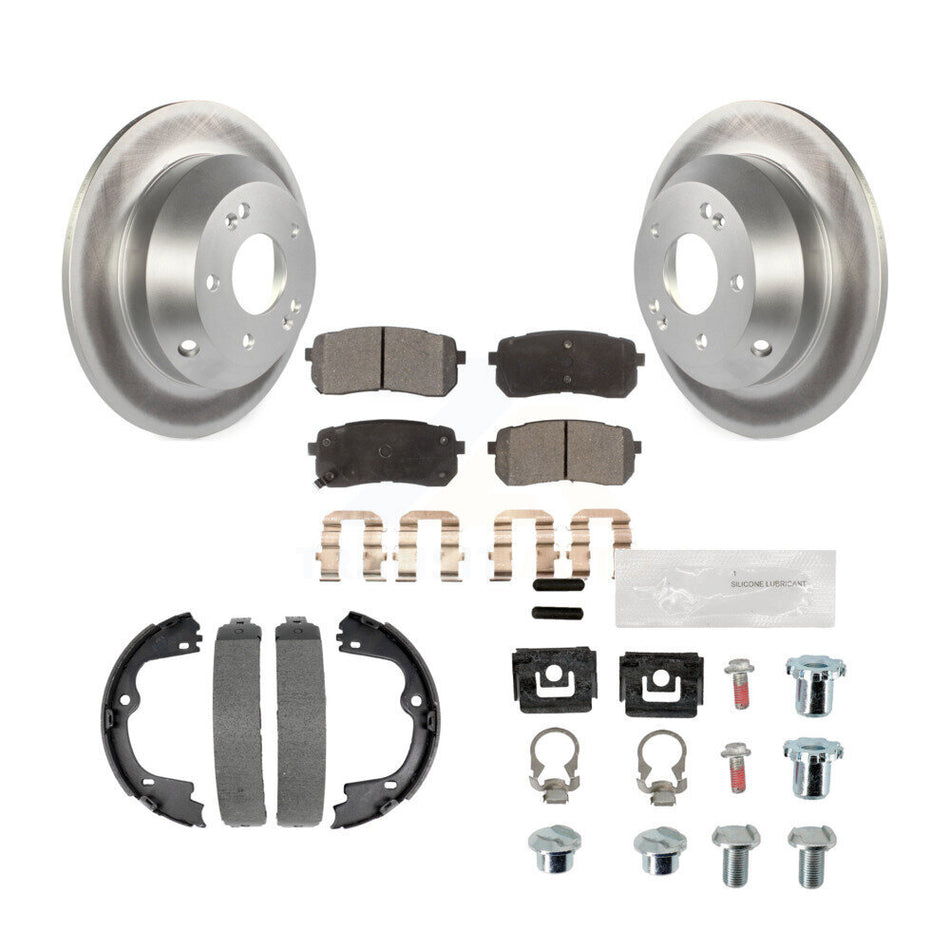 Rear Disc Coated Rotors Semi-Metallic Pads Parking Shoes And Hardware Kit For Kia Sedona KGF-103932