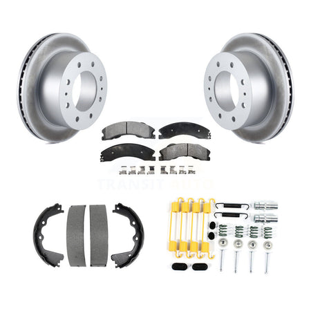 Rear Disc Coated Rotors Semi-Metallic Pads Parking Shoes Hardware Kit For GMC Sierra 2500 KGF-103939