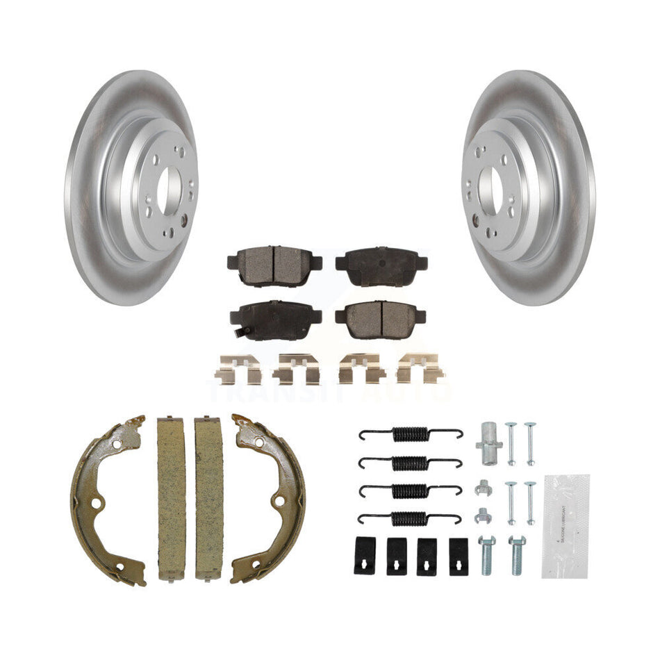 Rear Disc Coated Rotors Semi-Metallic Pads Parking Shoes Hardware Kit For 09-14 Acura TL KGF-103944