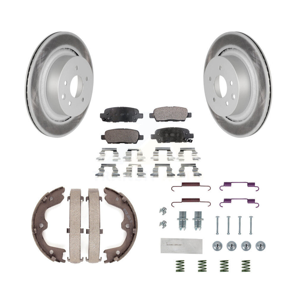 Rear Disc Coated Rotors Semi-Metallic Pads Parking Shoes & Hardware Kit For INFINITI G35 KGF-103952