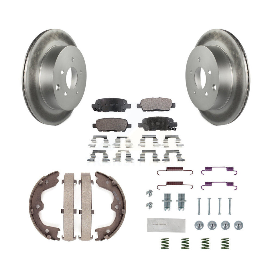 Rear Disc Coated Rotors Semi-Metallic Pads Parking Shoes & Hardware Kit For INFINITI FX35 KGF-103954