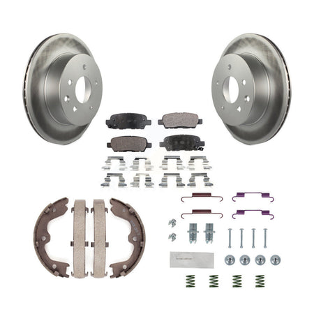 Rear Disc Coated Rotors Semi-Metallic Pads Parking Shoes & Hardware Kit For INFINITI G35 KGF-103957