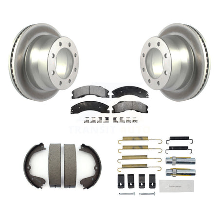 Rear Disc Coated Rotors Semi-Metallic Pads Parking Shoes Hardware Kit For Chevrolet 3500 KGF-103960