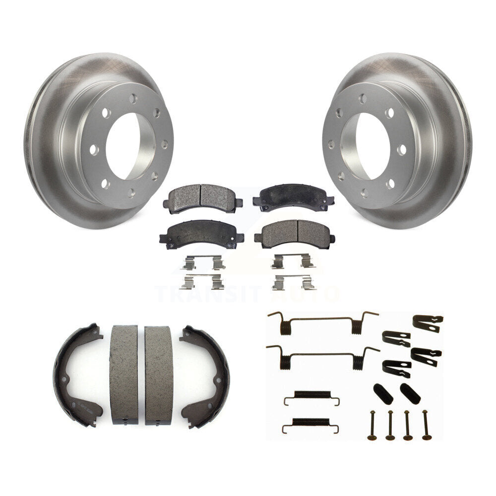 Rear Disc Coated Rotors Semi-Metallic Pads Parking Shoes Hardware Kit For GMC Savana 3500 KGF-103962