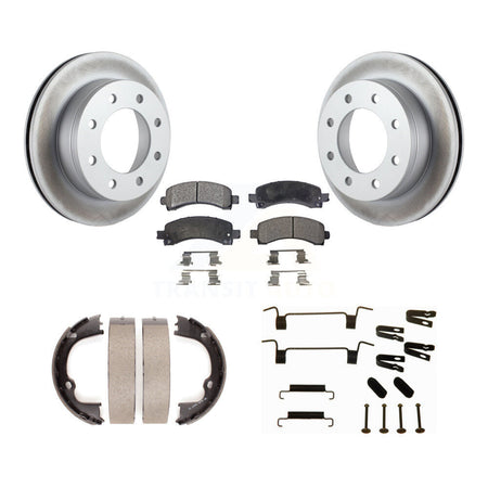 Rear Disc Coated Rotors Semi-Metallic Pads Parking Shoes Hardware Kit For Chevrolet 2500 KGF-103966