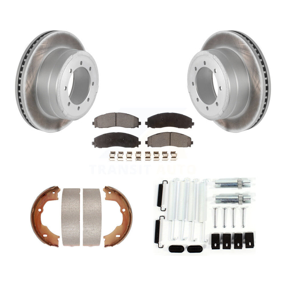 Rear Disc Coated Rotors Semi-Metallic Pads Parking Brake Shoes And Hardware Kit For KGF-103976