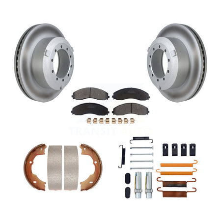 Rear Disc Coated Rotors Semi-Metallic Pads Parking Shoes Hardware Kit For Ford F-450 Duty KGF-103979