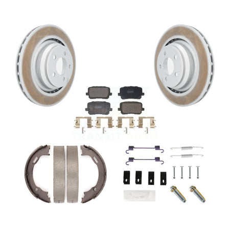 Rear Disc Coated Rotors Semi-Metallic Pads Parking Shoes & Hardware Kit For Dodge Charger KGF-103990
