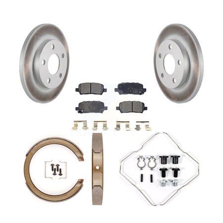 Rear Disc Coated Rotors Semi-Metallic Pads Parking Brake Shoes And Hardware Kit For KGF-103996