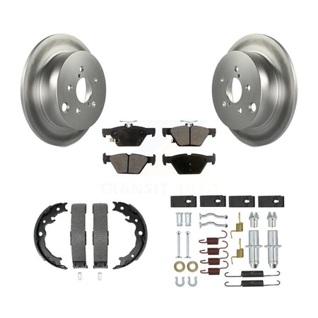 Rear Disc Coated Rotors Semi-Metallic Pads Parking Brake Shoes And Hardware Kit For KGF-103998