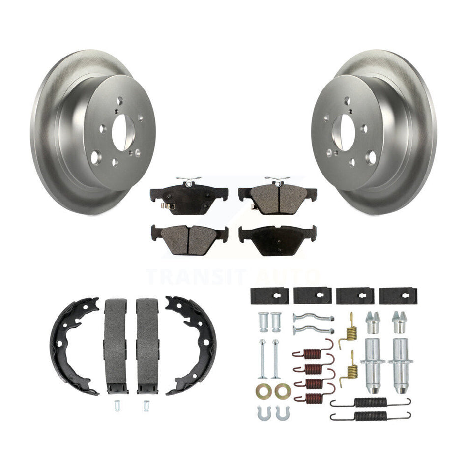 Rear Disc Coated Rotors Semi-Metallic Pads Parking Brake Shoes And Hardware Kit For KGF-103998