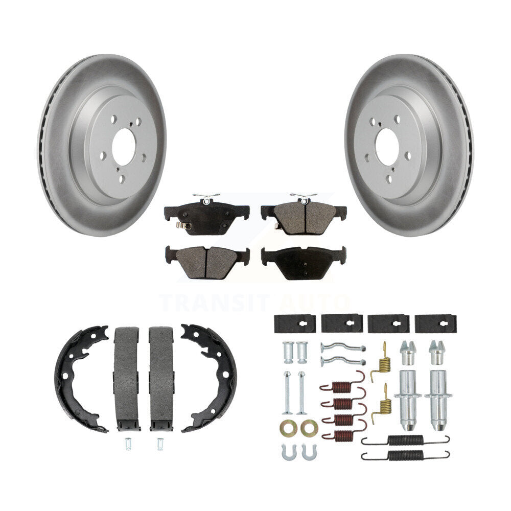 Rear Disc Coated Rotors Semi-Metallic Pads Parking Brake Shoes And Hardware Kit For KGF-103999