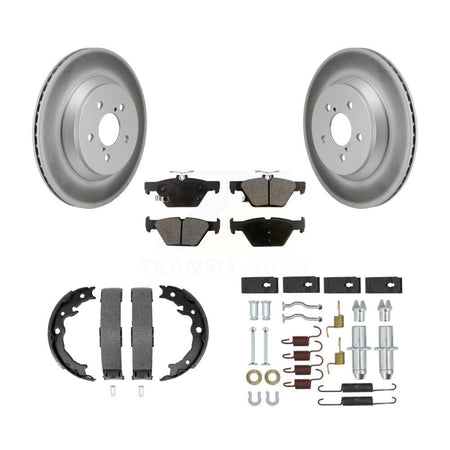 Rear Disc Coated Rotors Semi-Metallic Pads Parking Brake Shoes And Hardware Kit For KGF-103999