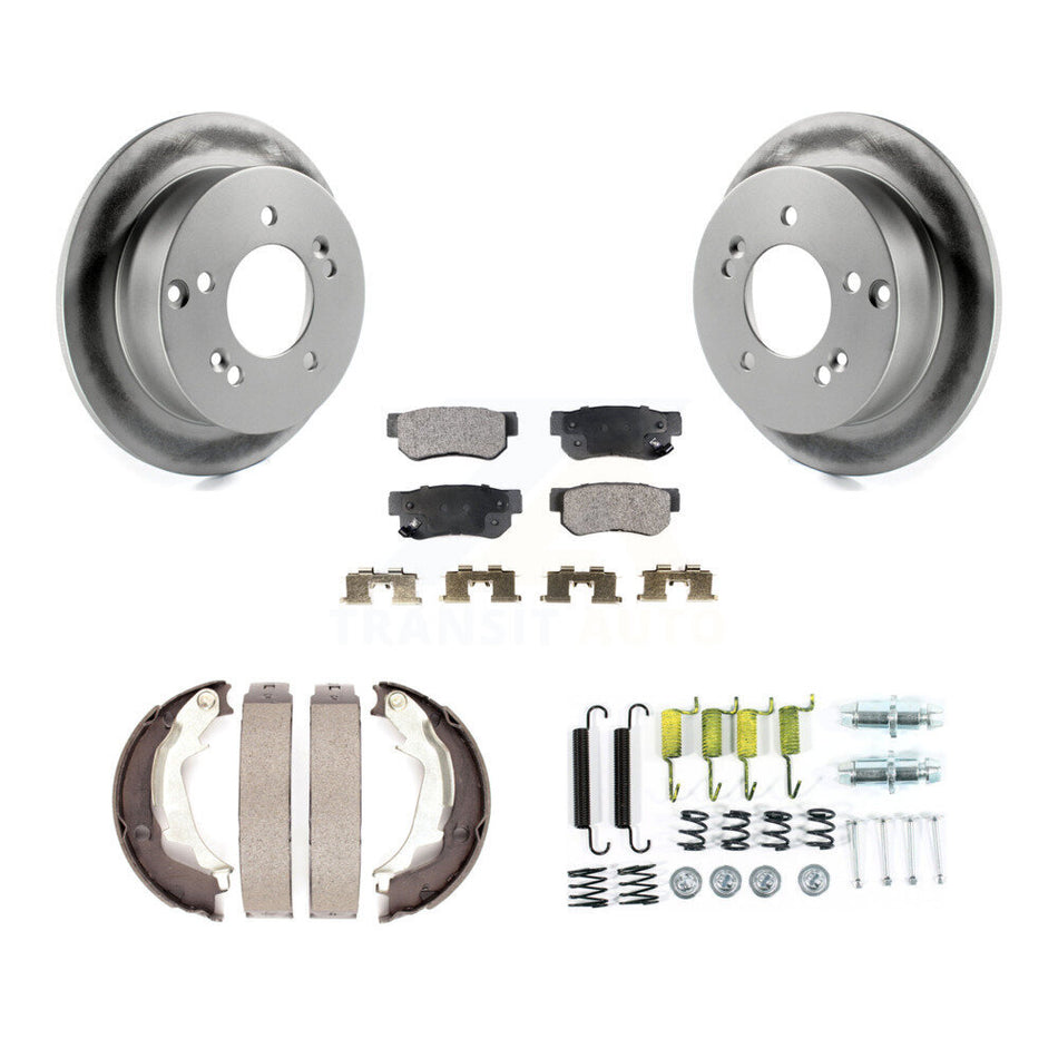 Rear Disc Coated Rotors Semi-Metallic Pads Parking Shoes Hardware Kit For Hyundai Sonata KGF-104001