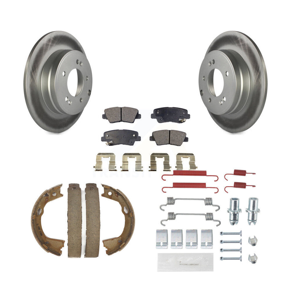 Rear Disc Coated Rotors Semi-Metallic Pads Parking Shoes Hardware Kit For Hyundai Sonata KGF-104005