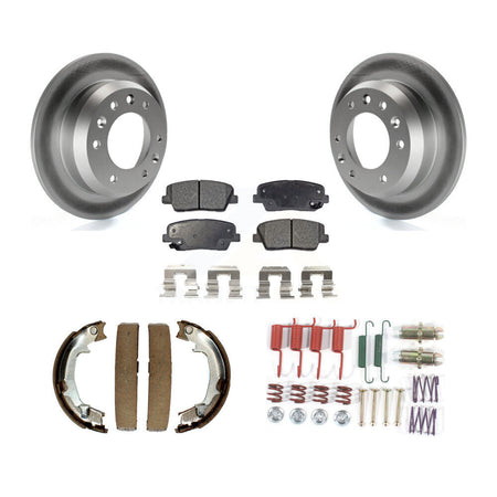Rear Disc Coated Rotors Semi-Metallic Pads Parking Shoes And Hardware Kit For Kia Sedona KGF-104009