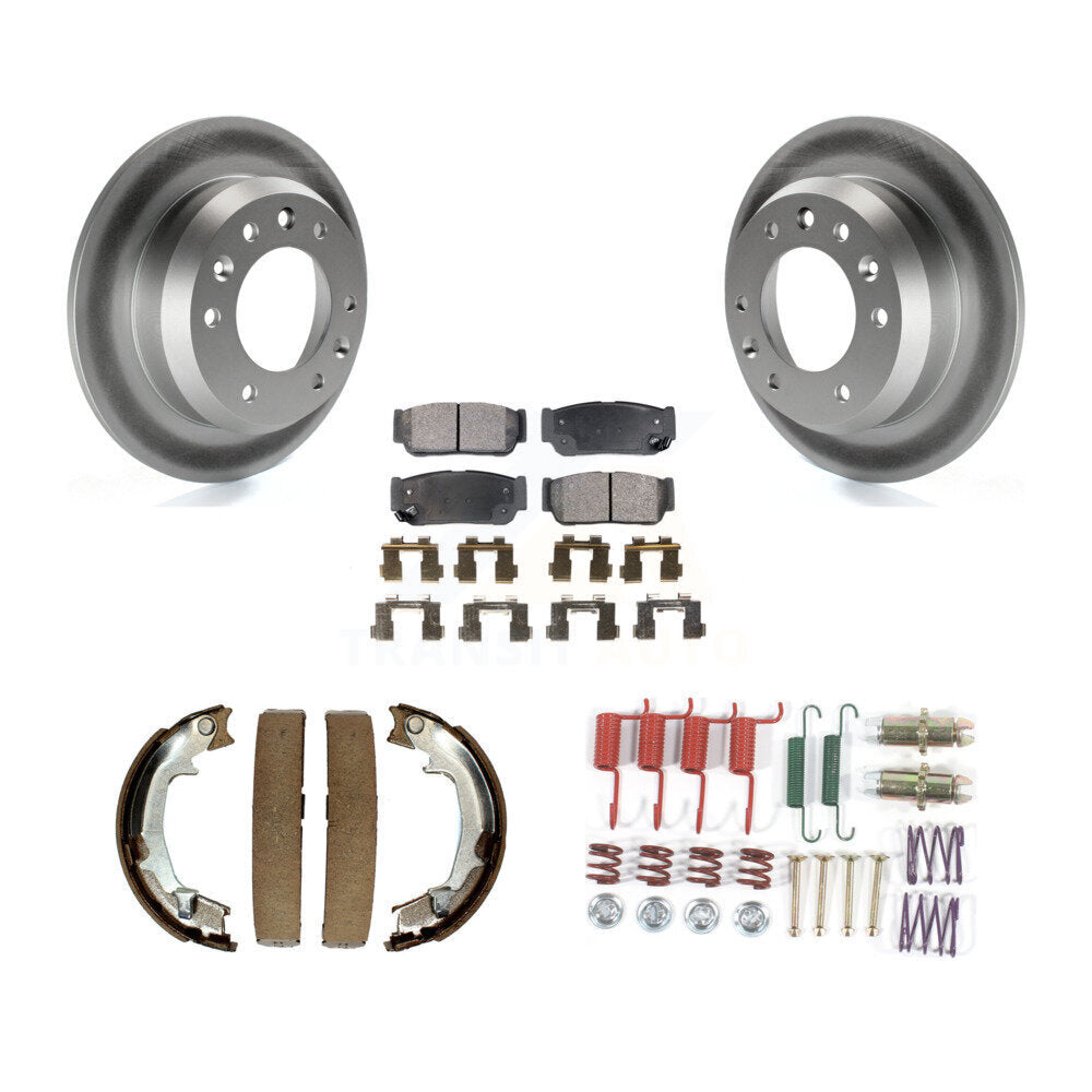 Rear Disc Coated Rotors Semi-Metallic Pads Parking Shoes And Hardware Kit For Hyundai Kia KGF-104010