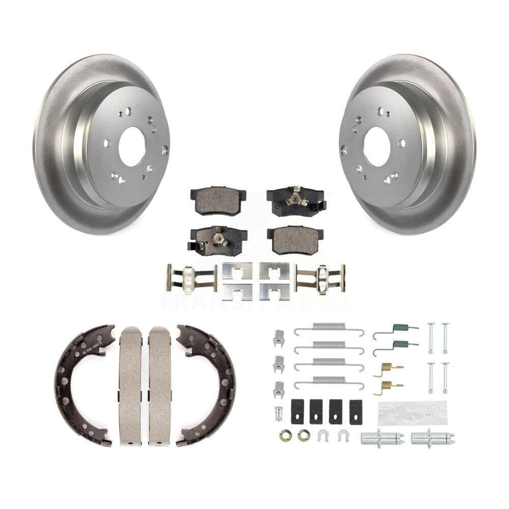 Rear Disc Coated Rotors Semi-Metallic Pads Parking Shoes Hardware Kit For Honda CR-V RDX KGF-104011