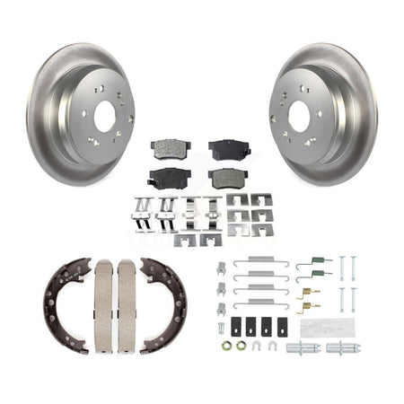 Rear Disc Coated Rotors Semi-Metallic Pads Parking Brake Shoes Hardware Kit For Acura RDX KGF-104012