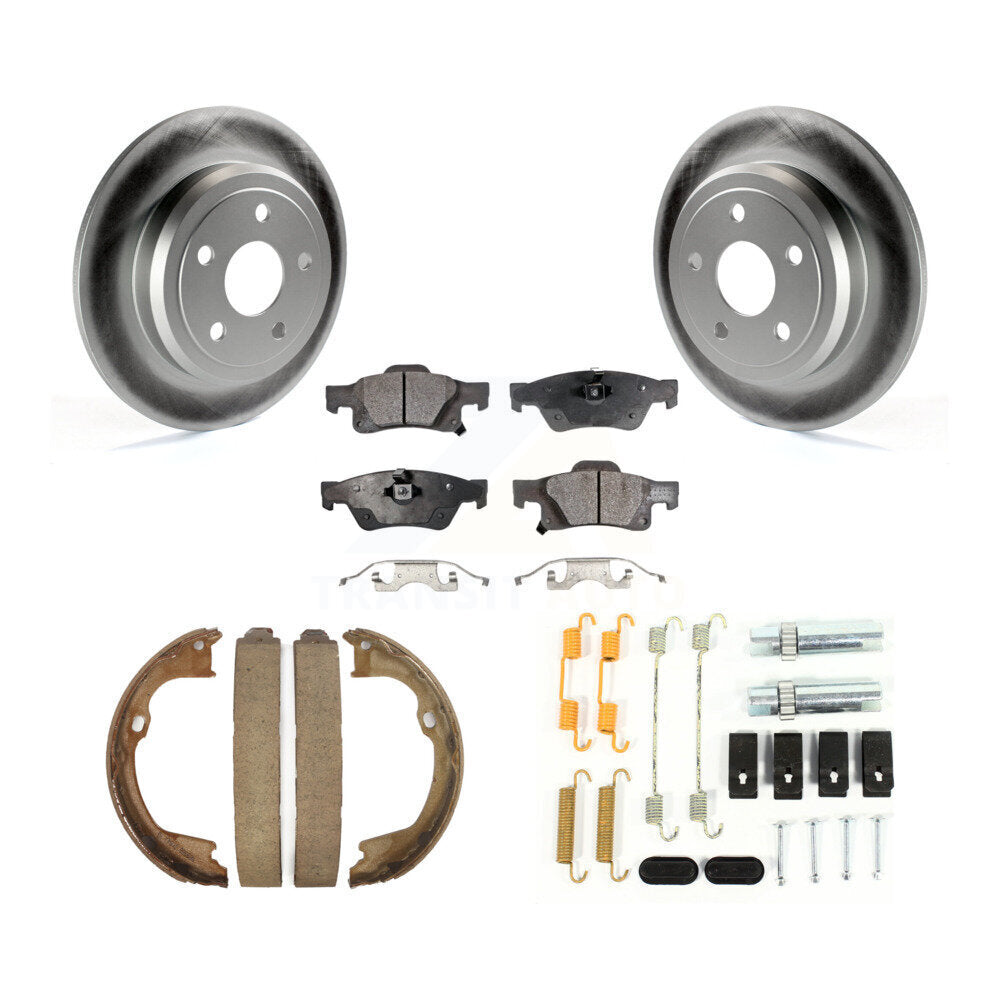 Rear Disc Coated Rotors Semi-Metallic Pads Parking Shoes & Hardware Kit For Dodge Durango KGF-104020