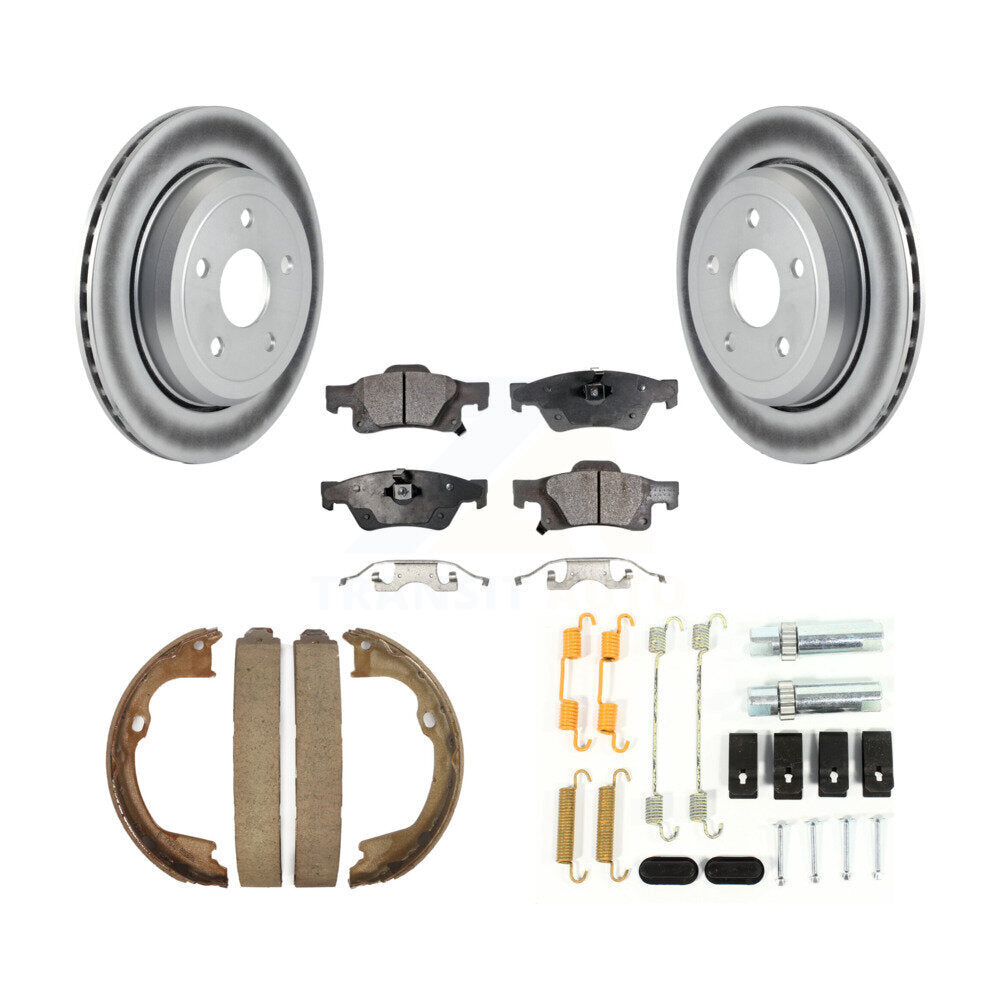 Rear Disc Coated Rotors Semi-Metallic Pads Parking Shoes And Hardware Kit For Jeep Grand KGF-104021