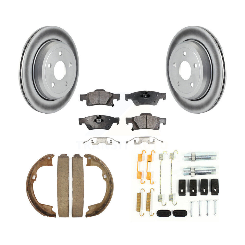 Rear Disc Coated Rotors Semi-Metallic Pads Parking Shoes And Hardware Kit For Jeep Grand KGF-104021