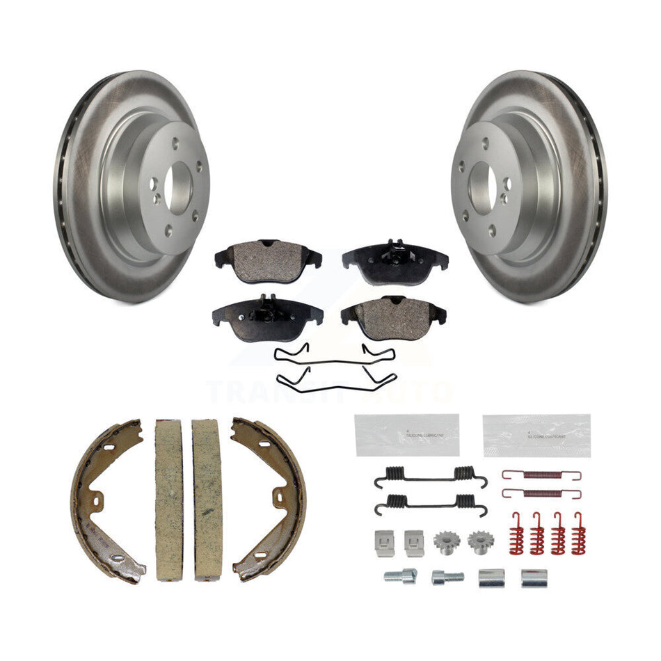 Rear Disc Coated Rotors Semi-Metallic Pads Parking Shoes & Hardware Kit For Mercedes-Benz KGF-104026