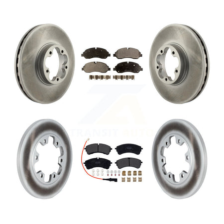 Front Rear Coated Disc Brake Rotor Semi-Metallic Pad Kit For 2023 Ford Transit-350 HD RWD KGF-104034