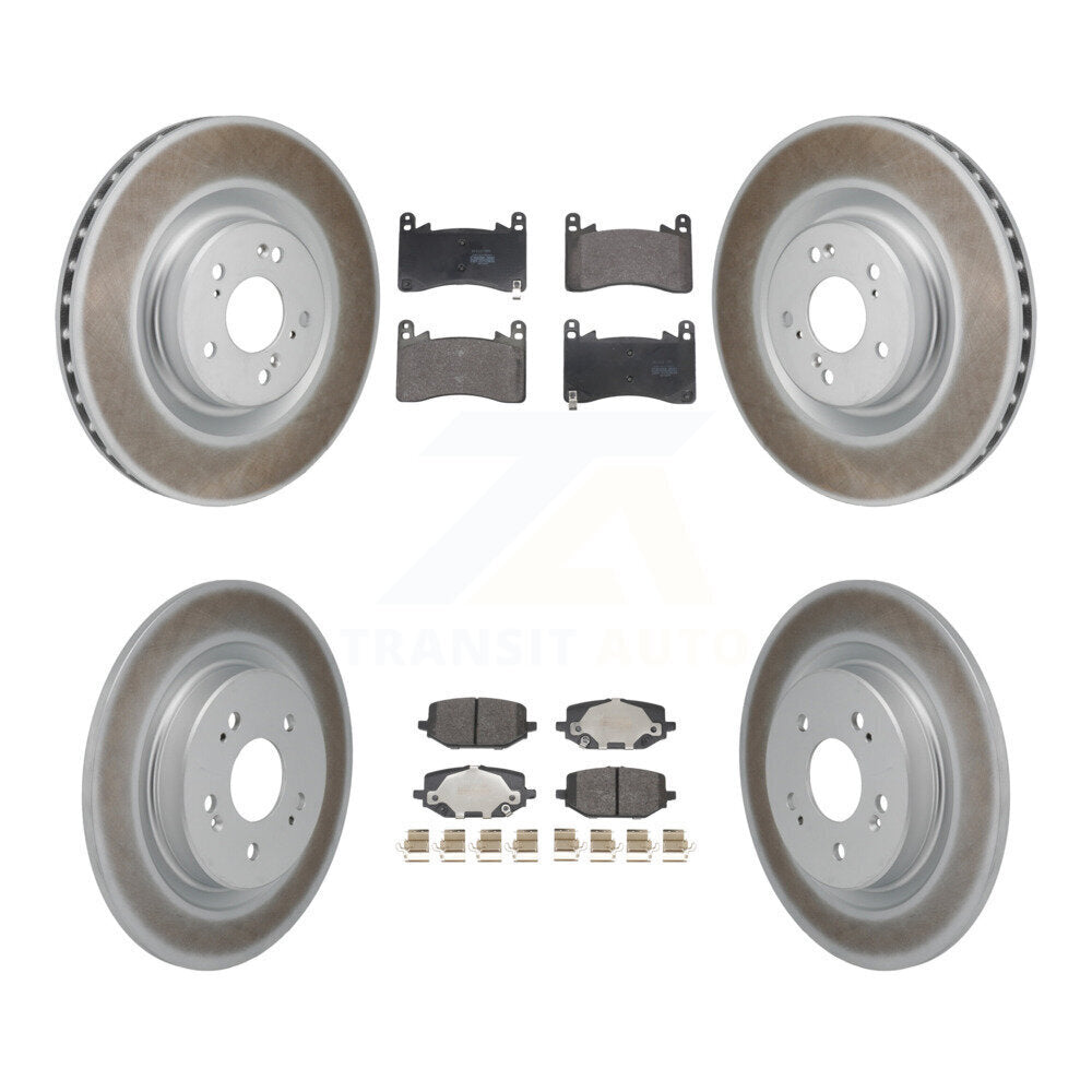 Front Rear Coated Disc Brake Rotor And Semi-Metallic Pad Kit For 2022-2023 Acura MDX 3.0L KGF-104035