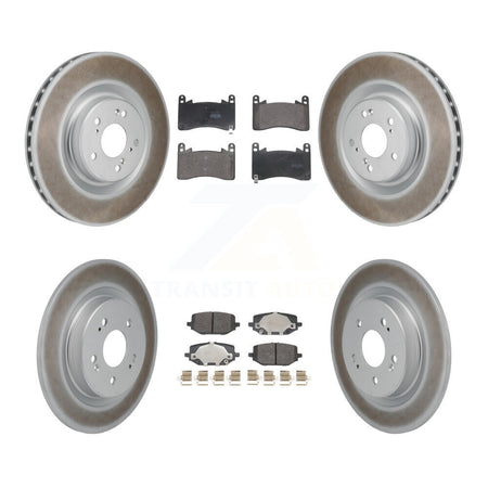 Front Rear Coated Disc Brake Rotor And Semi-Metallic Pad Kit For 2022-2023 Acura MDX 3.0L KGF-104035