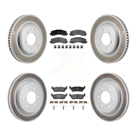 Front Rear Coated Disc Brake Rotors And Semi-Metallic Pads Kit For Ford F-150 KGF-104036