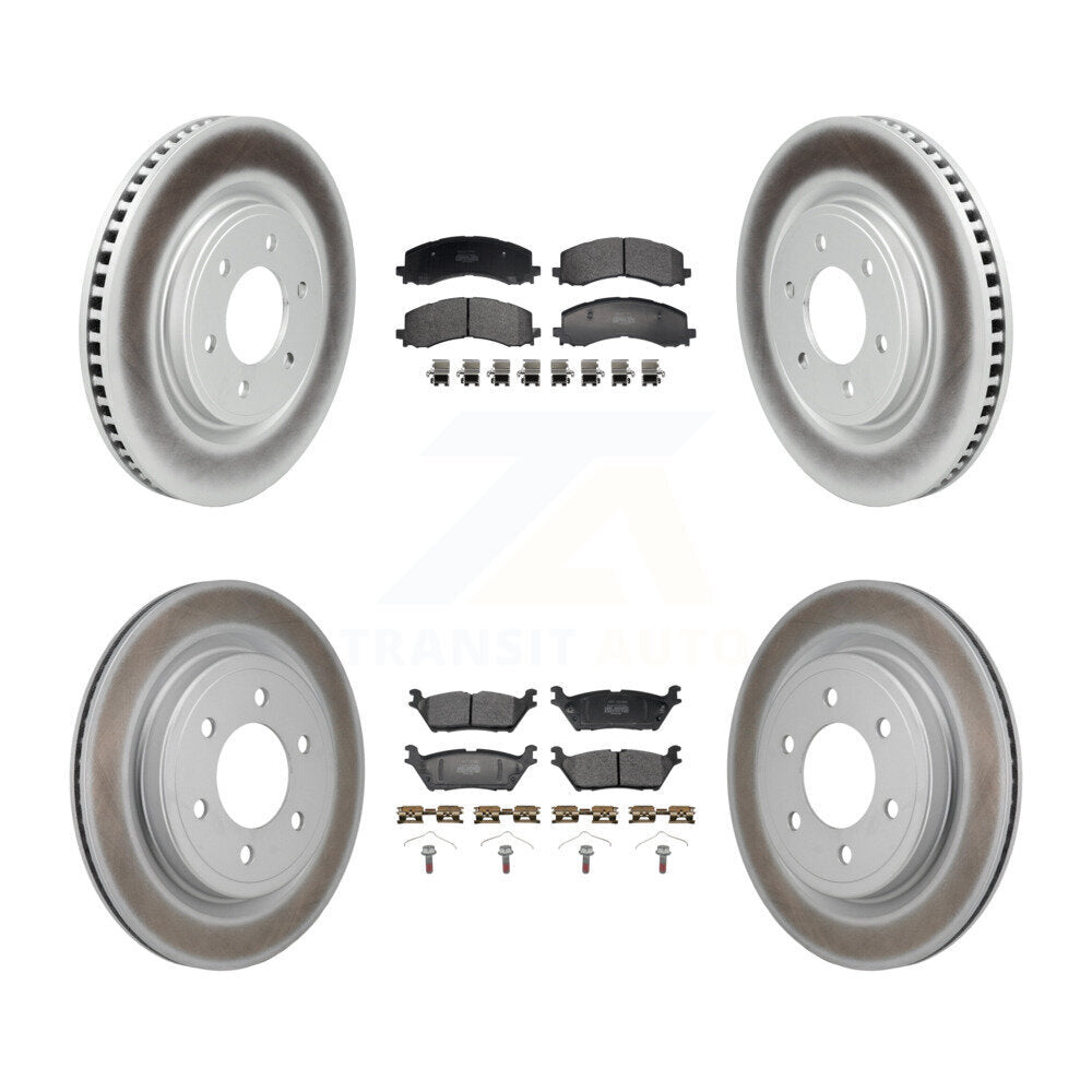 Front Rear Coated Disc Brake Rotors And Semi-Metallic Pads Kit For Ford F-150 Lightning KGF-104037