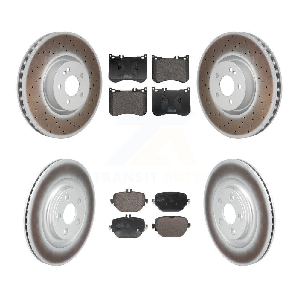 Front Rear Coated Disc Brake Rotors And Semi-Metallic Pads Kit For Mercedes-Benz E53 AMG KGF-104039