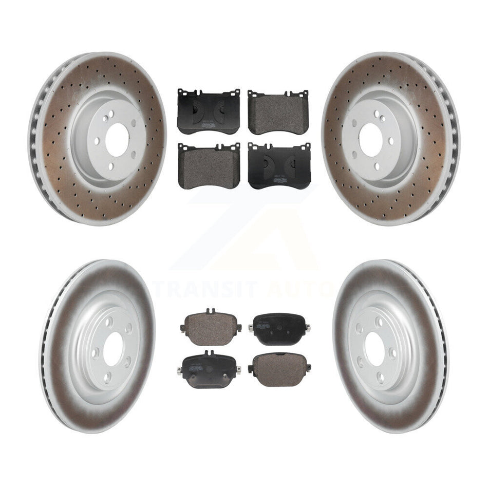 Front Rear Coated Disc Brake Rotors And Semi-Metallic Pads Kit For Mercedes-Benz E53 AMG KGF-104039