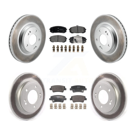 Front Rear Coated Disc Brake Rotors And Semi-Metallic Pads Kit For Hyundai Elantra KGF-104053