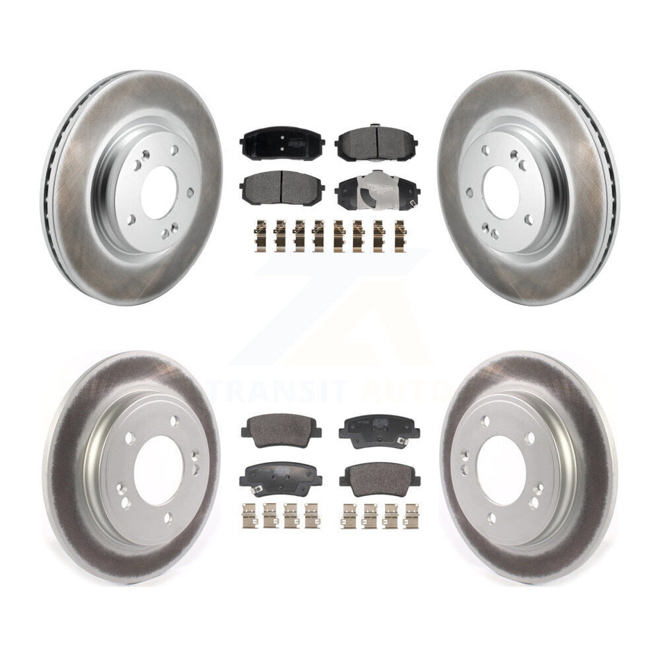 Front Rear Coated Disc Brake Rotors And Semi-Metallic Pads Kit For Hyundai Elantra KGF-104053
