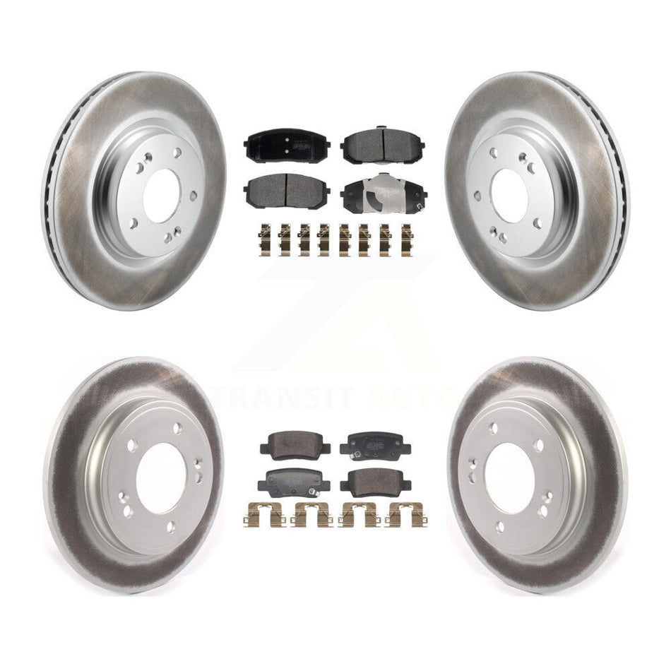 Front Rear Coated Disc Brake Rotors And Semi-Metallic Pads Kit For Hyundai Elantra KGF-104054