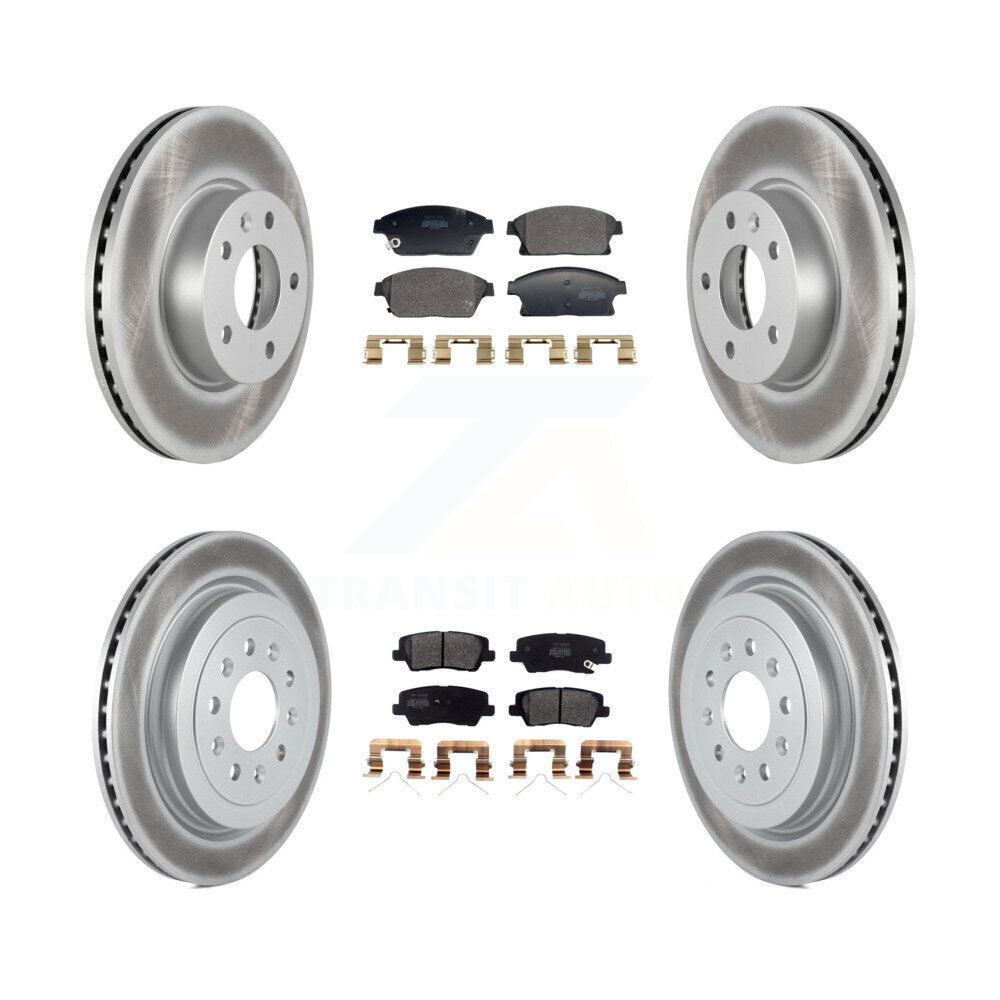 Front Rear Coated Disc Brake Rotors And Semi-Metallic Pads Kit For 2018 Cadillac ATS Base KGF-104056