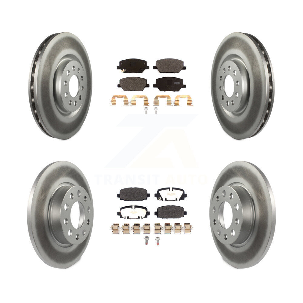 Front Rear Coated Disc Brake Rotors And Semi-Metallic Pads Kit For 2023 Jeep Compass KGF-104057