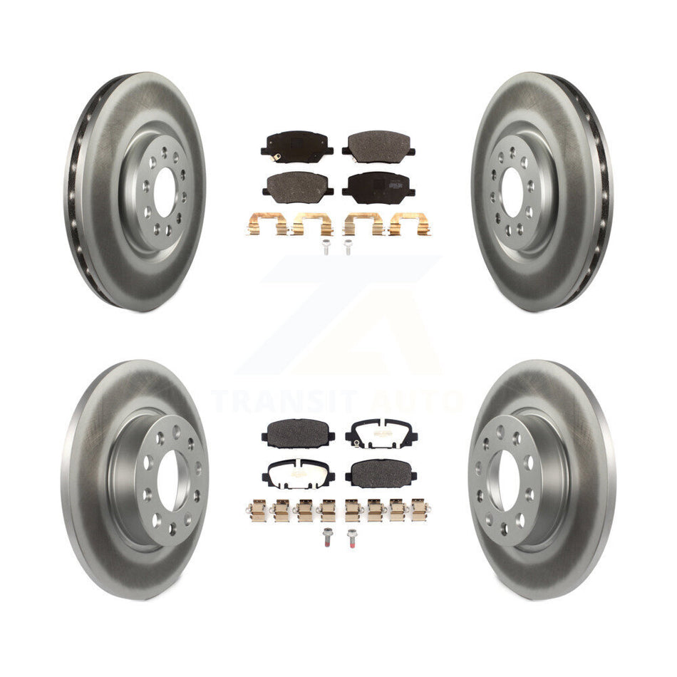 Front Rear Coated Disc Brake Rotors And Semi-Metallic Pads Kit For 2023 Jeep Compass KGF-104057