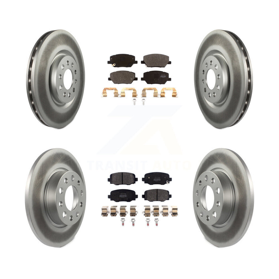 Front Rear Coated Disc Brake Rotors And Semi-Metallic Pads Kit For Dodge Hornet KGF-104058