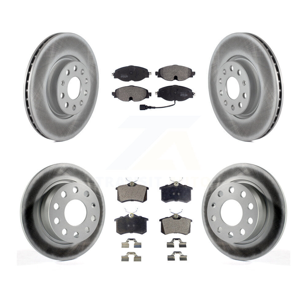 Front Rear Coated Disc Brake Rotor And Semi-Metallic Pad Kit For Volkswagen Golf Alltrack KGF-104061