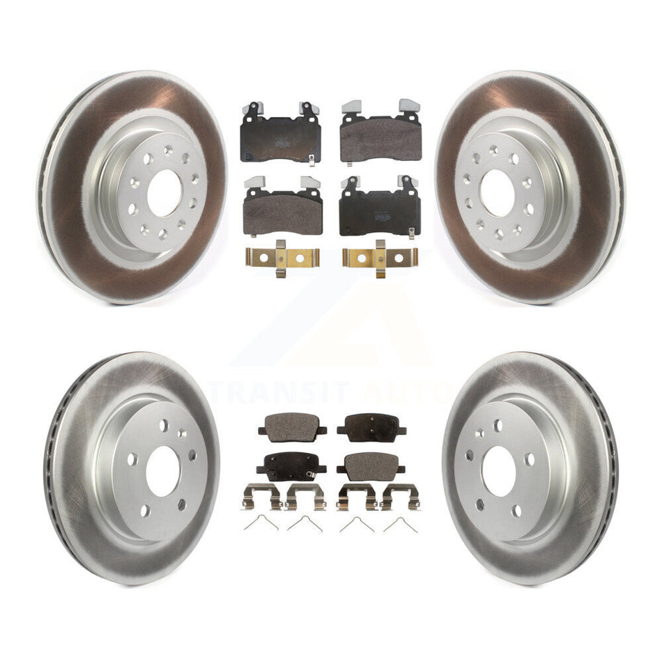 Front Rear Coated Disc Brake Rotors And Semi-Metallic Pads Kit For Cadillac CT6 KGF-104071