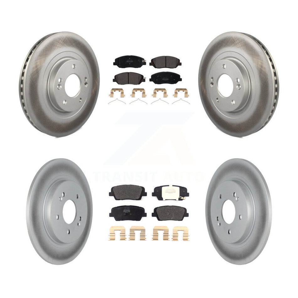 Front Rear Coated Disc Brake Rotors And Semi-Metallic Pads Kit For Hyundai Santa Fe KGF-104074