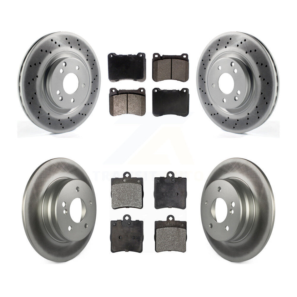 Front Rear Coated Disc Brake Rotors And Semi-Metallic Pads Kit For Mercedes-Benz SLK280 KGF-104079
