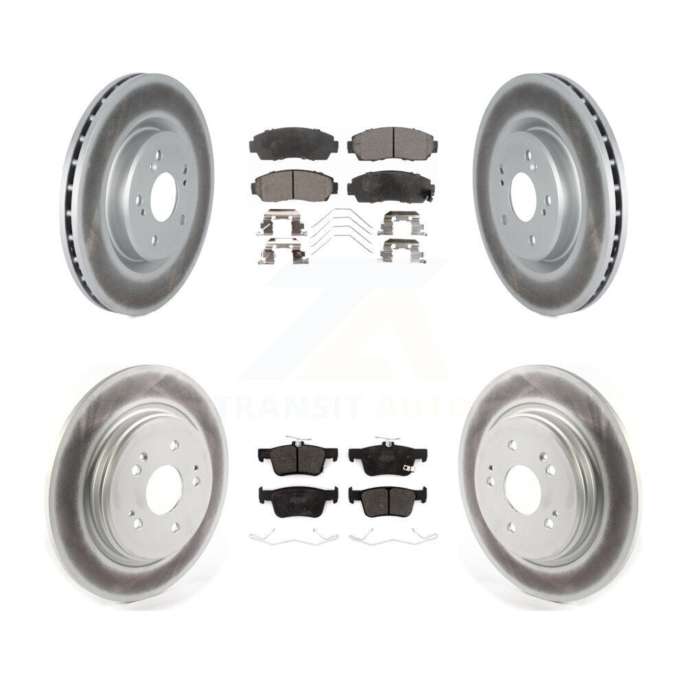 Front Rear Coated Disc Brake Rotors And Semi-Metallic Pads Kit For 2022-2024 Acura RDX KGF-104086