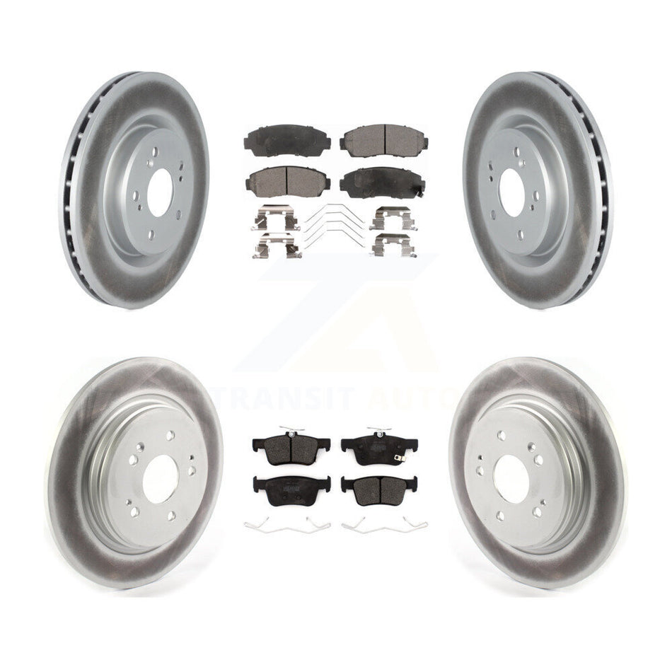 Front Rear Coated Disc Brake Rotors And Semi-Metallic Pads Kit For 2022-2024 Acura RDX KGF-104086