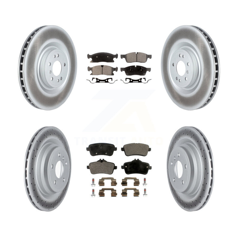 Front Rear Coated Disc Brake Rotors And Semi-Metallic Pads Kit For Mercedes-Benz GLE400 KGF-104093