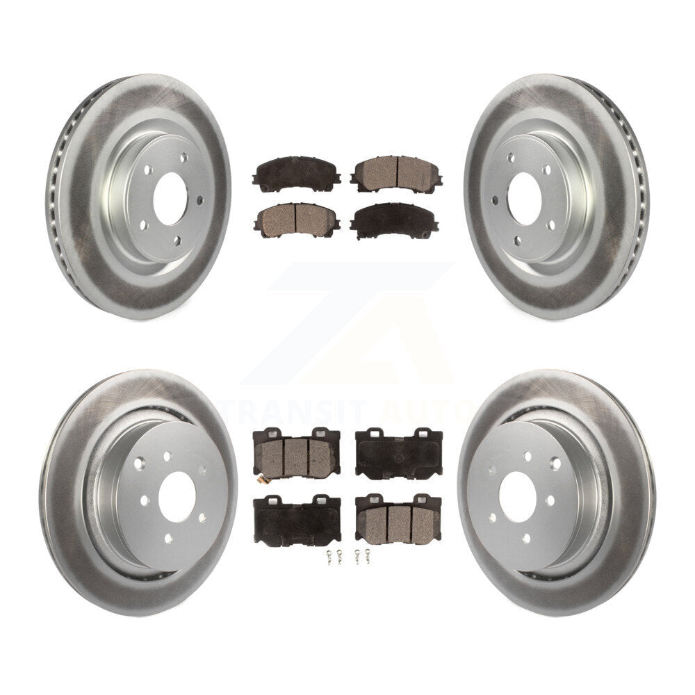 Front Rear Coated Disc Brake Rotors And Semi-Metallic Pads Kit For INFINITI Q50 Q60 KGF-104101