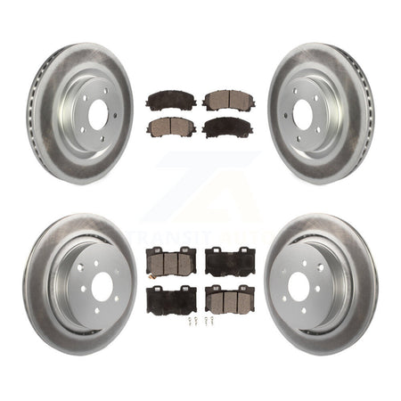 Front Rear Coated Disc Brake Rotors And Semi-Metallic Pads Kit For INFINITI Q50 Q60 KGF-104101